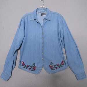Vintage Bill Blass Top‎ Medium Floral Embroidered Prairie Cottage Core Edwardian